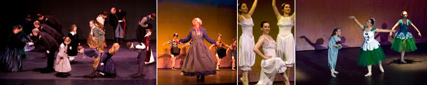 Laundry, Waltz of the Prairie Flowers, Mother Martha's Farmyard, and Party scenes